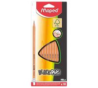 Maped - Crayons Graphite Black’Peps - Crayons à Papier HB Embout Gomme - Ergonomique - Triangulaire - Lot de 10 Crayons Papier HB