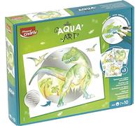 Maped Creativ - Aqua'Art Dinosaures - Activité Aquarelle pour Enfants - Coloriage aux Crayons Aquarellables + Pinceau à Eau sur Supports Métallisés - 3 Affiches à Colorier et Personnaliser - Dès 7 Ans
