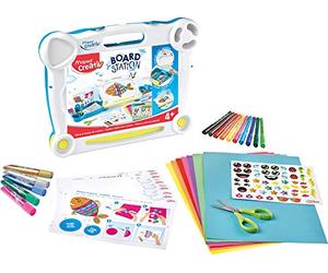 Maped Creativ - Board Station - Mallette de Coloriage qui se Transforme en Bureau - Valisette de Rangement avec Feutres, Gommettes, Collage - Jouet Loisir Créatif dès 4 ans