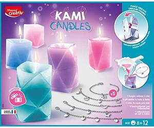 MAPED Creativ - Kami Candles - Coffret pour créer des Bougies Origami avec Surprises Bijoux - Fabriqué en France - Loisirs créatifs pour Enfants dès 8 Ans Multicolore