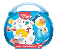 Maped Creativ - Kit de Peinture au Doigt - Mallette avec 4 Fiches à Peindre, 3 Tubes de Peinture 75 ml, 2 Planches de Stickers et 1 Nappe - Loisirs Créatifs, Dès 2 Ans