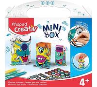 Maped Creativ - Mini Box Activités Manuelles Enfants - Kit de 3 Monstres en Papier à Décorer + 6 Feutres + Stickers - Loisirs Créatifs Enfants dès 4 Ans
