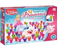 Maped Creativ - Tampons Girls Loisirs Créatifs pour Enfants dès 3 ans - 52 Tampons Pré Couleurs Variées, 1 Livret Educatif - Encres Lavables - J41556 - Multicouleurs