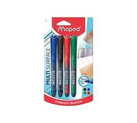 Maped Custom - Marqueur permanent fin Noir/Bleu/Rouge/Vert x4 - Pointe fine 2mm - Multi surface