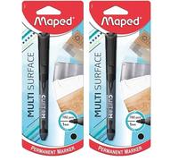 Maped Custom - Marqueur permanent fin Noir x1 - Pointe fine 1mm - Multi surface (Lot de 2)