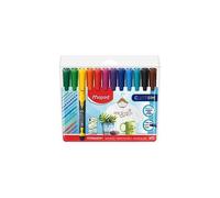 Maped Custom - Marqueur Permanent Fin Pochette De 12 - Couleurs Assorities - Pointe Fine 2mm - Multi Surface
