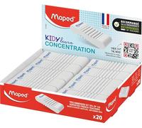 Maped - Display 20 gommes Kidy Learn Concentration - Surface texturée - Stimulation sensorielle - Gomme efficace fabriquée en France - Emballage papier recyclable