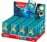 Maped - Display Comptoir 20 Taille-Crayons Gomme Duo Dragon - 2 en 1 - Taille-Crayons 2 Trous + Gomme - Sans PVC ni Phtalate - Avec Recharge