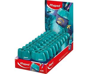 Maped - Display Comptoir 20 Taille-crayons Shaker Dragon - 2 Trous - Avec Réservoir - Taille-crayon Ergonomique - Présentoir Prêt à l’Emploi