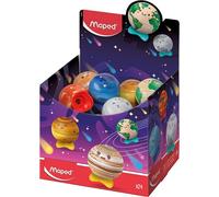 Maped - Display Comptoir Taille-Crayons Planète à Collectionner - 1 Trou - Réserve en Métal - Ergonomique et Anti-Chocs - Présentoir Prêt à l’Emploi