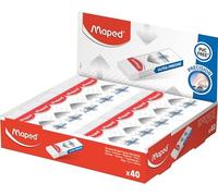 Maped - Display de 40 Gommes Technic Precision - Gomme Ultra Précise pour un Effaçage Parfait - Fourreau Carton - Emballage Cellophane - Format Fin et Efficace - 22.8mm x 6mm x 61mm