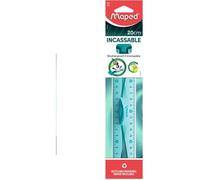 Maped - Double décimètre Incassable - Règle 20 cm - Double Décimètre Souple - Règle Résistante avec Poignée - Toucher Soft Anti-Dérapant - Coloris Bleu