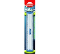 Maped - Double Décimètre Aluminium - Règle Plate 20 cm - Règle de Traçage en métal - Embouts Anti-Bruit - Préhension Ergonomique - Double Graduation avec Zéro Centré