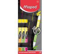 Maped - Double-sided highlighter, marker pen FLUO DUO - x3 markers - yellow, pin