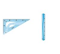 Maped - Équerre Incassable - Équerre 60° grand côté 21 cm - Équerre Scolaire Astucieuse avec 0 dans l’Angle Droit - Coloris Aléatoire Vert ou Bleu & 34502 Règle Flex 30 cm Plate incassable