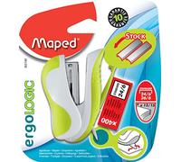 Maped Ergologic Agrafeuse 24/6 ou 26/6 Réserve et Ôte-agrafes Intégrés, 400 Agrafes Incluses - Vert