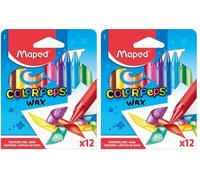 Maped Etui carton de 12 Crayon de cire COLOR'PEPS WAX Assortis (Lot de 2)