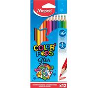 Maped - 12 Crayons de Couleur Color'Peps Star - Crayons en Bois FSC aux Couleurs Vives - Pochette carton