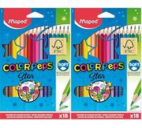 Maped Etui de 18 Crayons de couleur Color'Peps Triangulaire Assortis (Lot de 2)