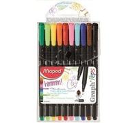 MAPED 49297 Feutre Coloriage Graph'p Eps Écriture Fine Point 0.4mm Diamètre Triangulaire pochettes Lot de 20 Assorties