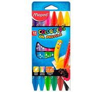 MAPED Eui de 12 Craies Pastel à l'huile COLOR'PEPS Diam 5,9 mm couleurs vives