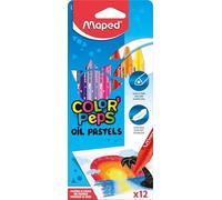 Maped Boîte de 12 pastels à l'huile Color'Peps Diam 5,9 mm Couleurs vives