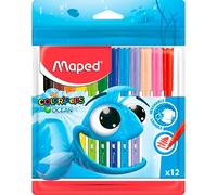 Maped Stylos Color'Peps Ocean – Pochette plastique, couleurs assorties – Lot de 12
