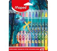 Maped – Feutres Dragon – 12 feutres – Lavables, résistants au séchage – Pointe moyenne
