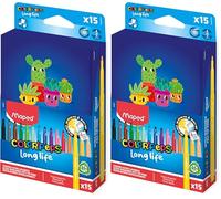 Maped - Feutres Color Pep's Long Life et Plumier - Fourniture Scolaire - Feutres Lavables avec Pointe Bloquée Très Résistante - Ne Sèche pas Sans Capuchon - Couleurs Lumineuses - Haute Couvrance - x15