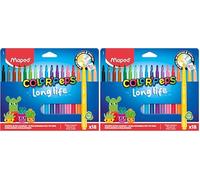 Maped - Feutres Color Pep's Long Life - Fourniture Scolaire - Feutres Lavables avec Pointe Bloquée Super Résistante - Ne Sèche pas Sans Capuchon - Couleurs Lumineuses - Excellente Couvrance - x18