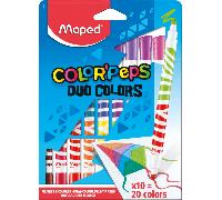 Maped - Feutres de Coloriage 2 en 1 - Duo de Couleur et Encre Lavable à l'eau - 10 Feutres pour 20 Couleurs