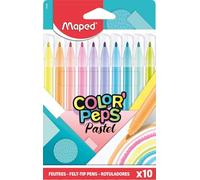 Maped - Feutres de Couleur Color'Peps - Feutres de Coloriages et Dessins Pastel - 10 Couleurs Douces et Acidulées - Boîte carton 845469