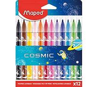 Maped - Feutres Jungle Color’Peps COSMIC - 12 Feutres de Coloriage - Lavables et Résistants au Séchage - Pointe Moyenne Bloquée - Couleurs Vives - Fournitures Rentrée Scolaire