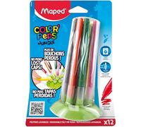 Maped - Feutres Jungle Innovation - 12 Feutres de Coloriage lavables et Résistants au Séchage - Pointe Moyenne Bloquée - Système de Rangement Pop Up Compact - La fin des bouchons perdus !