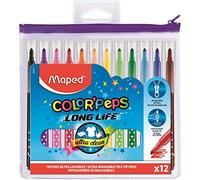 Maped – Feutres Color'peps Long Life – 12 feutres – étui zippé assortis