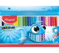 Maped - Feutres Ocean Color Peps - 24 Feutres de Coloriage Encre Lavable - Pointe Moyenne Ogive Douce et Souple - Pochette Plastique de 24 couleurs