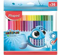 Maped Feutres Ocean Color Peps – 36 feutres, encre lavable, pointe moyenne – Pochette plastique