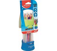 Maped - Flex Box de 12 Crayons de Couleur Color’Peps - Dessin et coloriage - Pot Distributeur Évolutif pour Le Bureau - Crayons protégés et Faciles D’Accès