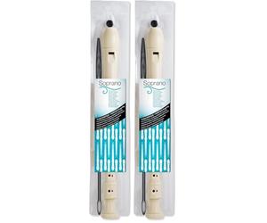 Maped - Flûte Plastique au Doigté Baroque - Flûte à Bec Soprano pour Apprendre la Musique - avec écouvillon plus Étui plus Fiches d'instruction - Démontable (Lot de 2)