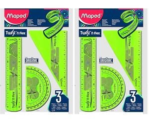 Maped - Fournitures, accessoires - Kit de traçage 3 instruments Maped Twist'n Flex - incassable et souple (Lot de 2)