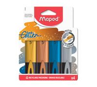 Maped Glitter Metal Fluo’Peps Lot de 4 surligneurs pailletés