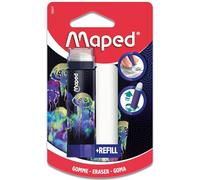 Maped - Gomme blanche Deepsea Paradise - Gomme Rétractable, Protégée et Efficace - Système Rotatif Hyper Pratique - 1 Recharge Incluse, Sans PVC ni Phtalate