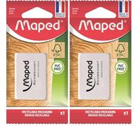 Maped - Gomme Blanche Rembrandt - Gomme Dessin en Caoutchouc naturel Certifié FSC - Pochette papier 100% recyclable (Lot de 2)
