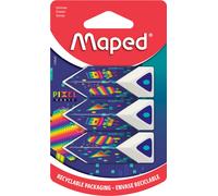 Maped Gomme plastique Pyramide PIXEL PARTY blister de 3 pièces blanc