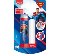 Maped Gomme tube Superman – Blanche avec recharge, efficace et protégée, sans PVC