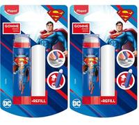 Maped - Gomme Tube Blanche Superman avec Recharge - Efficace et Protégée - Sans PVC (Lot de 2)