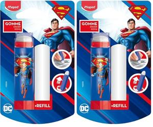 Maped - Gomme Tube Blanche Superman avec Recharge - Efficace et Protégée - Sans PVC (Lot de 2)