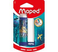 Maped - Gomme Tube Dragon - Système Rotatif Propre et Précis - Gomme Blanche Sans PVC - Design Métallisé - Avec Recharge - Fourniture Scolaire Enfant