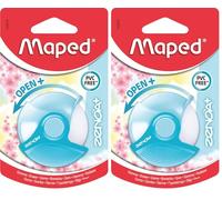 Maped - Gomme Zenoa Plus - Gomme Blanche Ronde avec Étui de Protection Rotatif à plus de 180° - Sans Phtalates - Sans PVC - Coloris Pastel Aléatoire Rose, Bleu, Violet (Lot de 2)