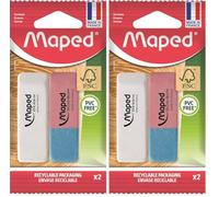 Maped - Gommes Triplex - Gomme dessin + Duo Gom - Gomme en Caoutchouc naturel - Certification FSC - Emballage Papier 100% recyclable (Lot de 2)